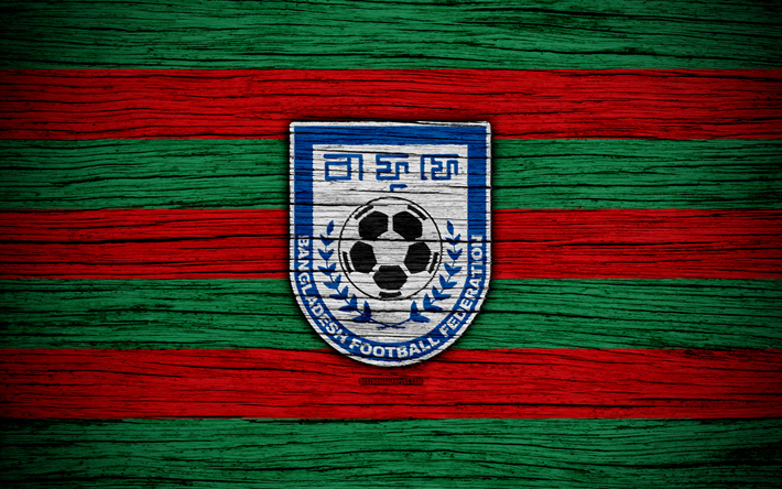 Bangladesh national football team, 4k, logo, AFC, football, wooden texture, soccer, Bangladesh, Asia, Asian national football teams, Bangladesh Football Federation