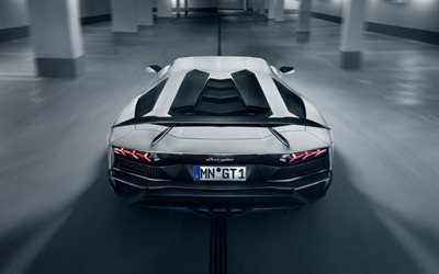 Lamborghini Aventador S, 2018, Novitec Torado, Italian supercar, rear view, exterior, silver Aventador S, tuning, Lamborghini