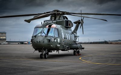 AgustaWestland AW101 Merlin, military transport helicopter, US Air Force, military helicopters, airfield, AgustaWestland