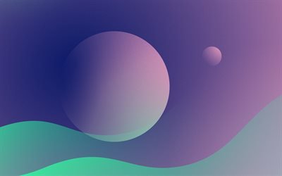 4k, abstract waves, sphere, curves, creative, purple background, art