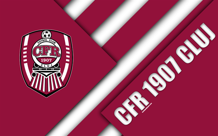 CFR 1907 Cluj, 4k, logo, materiaali suunnittelu, Romanian football club, violetti valkoinen abstraktio, Liga 1, Cluj-Napoca, Romania, jalkapallo, Cluj FC