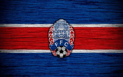 Camboja equipa nacional de futebol, 4k, logo, AFC, futebol, textura de madeira, Camboja, &#193;sia, Asi&#225;tica nacional de times de futebol, Riel Federa&#231;&#227;o De Futebol