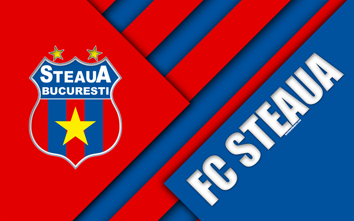 FC Steaua Bucuresti, 4k, logo, material design, Romanian football club, blue red abstraction, Liga 1, Bucharest, Romania, football, FC Steaua, FCSB