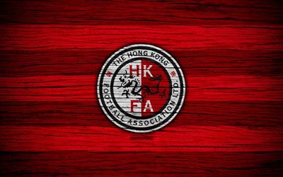 Hong Kong squadra nazionale di calcio, 4k, logo, AFC, di calcio, di legno, texture, di Hong Kong, Asia, Asiatico squadre nazionali di calcio, Hong Kong Federazione di Calcio
