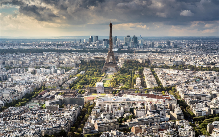 Torre Eiffel, Paris, Fran&#231;a, paisagem urbana, casas, metr&#243;pole, capital, Versalhes