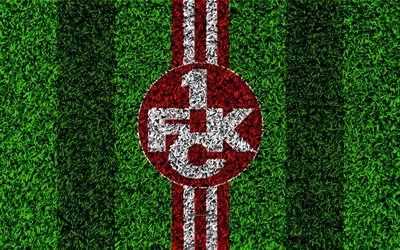Kaiserslautern FC, FCK DE, 4k, German football club, football lawn, logo, emblem, red white lines, Bundesliga 2, Kaiserslautern, Germany, football, grass texture