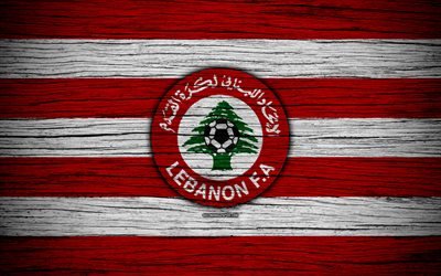 Lebanon national football team, 4k, logo, AFC, football, wooden texture, soccer, Lebanon, Asia, Asian national football teams, Lebanon Football Federation