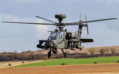 McDonnell Douglas AH-64 Apache, American attack helicopter, US Air Force, military aviation, combat helicopter in the air