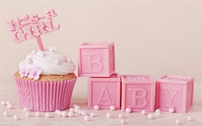 Birthday, pink cupcake, daughter&#39;s birth, It is a girl concerts, baby