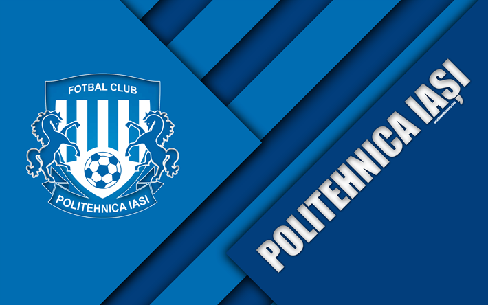 Download wallpapers FC Politehnica Iasi, 4k, logo, material design