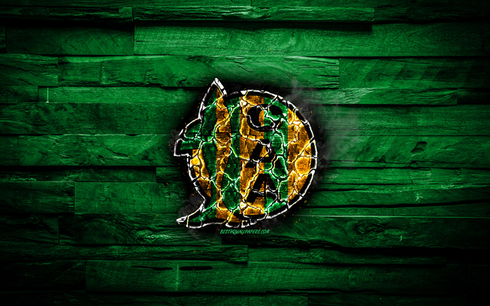 Aldosivi FC, burning logo, Argentine Superleague, green wooden background, Argentinean football club, Argentine Primera Division, CA Aldosivi, football, soccer, Aldosivi logo, Mar del Plata, Argentina