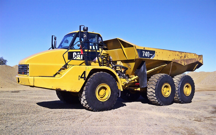 CAT 740h, Caterpillar 740 Ejector, Articulated Truck, dump truck, construction machines, trucks, Caterpillar, CAT