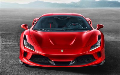 4k, Ferrari F8 Omaggio, vista frontale, 2019 autovetture, supercar, deserto, 2019 Ferrari F8 Tributo, auto italiane, Ferrari