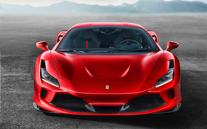 4k, Ferrari F8 Homenaje, vista de frente, 2019 coches, supercars, desierto, 2019 Ferrari F8 Homenaje, italiano coches, Ferrari
