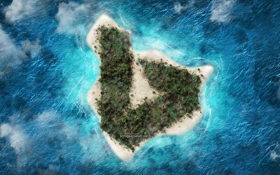 Bing, el logotipo, la isla tropical, Bing emblema, logotipo de la isla, arte creativo, motor de b&#250;squeda, isla en el oc&#233;ano