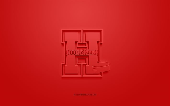Anglet Hormadi Еlite, logotipo 3D criativo, fundo vermelho, emblema 3D, time franc&#234;s de h&#243;quei no gelo, Ligue Magnus, Anglet, Fran&#231;a, arte 3D, h&#243;quei, logotipo 3D Anglet Hormadi, Anglet Hormadi Pays Basque