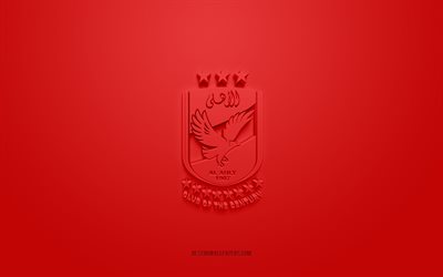 Al Ahly SC, creative 3D logo, red background, 3d emblem, Egyptian football club, Egyptian Premier League, Cairo, Egypt, 3d art, football, Al Ahly SC 3d logo