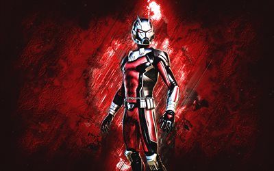Fortnite Ant-Man Skin, Fortnite, main characters, red stone background, Ant-Man, Fortnite skins, Ant-Man Skin, Ant-Man Fortnite, Fortnite characters