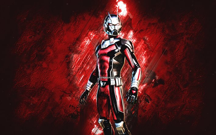 Fortnite Ant-Man Skin, Fortnite, personnages principaux, fond de pierre rouge, Ant-Man, Skins Fortnite, Ant-Man Skin, Ant-Man Fortnite, Personnages Fortnite