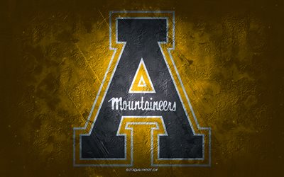Appalachian State Mountaineers, American football team, yellow background, Appalachian State Mountaineers logo, grunge art, NCAA, American football, USA, Appalachian State Mountaineers emblem