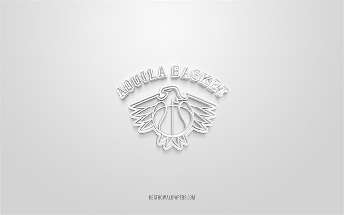 Aquila Basket Trento, yaratıcı 3D logo, beyaz arka plan, 3d amblem, İtalyan basketbol kul&#252;b&#252;, LBA, Trent, Trentino, 3d sanat, basketbol, Aquila Basket Trento 3d logosu