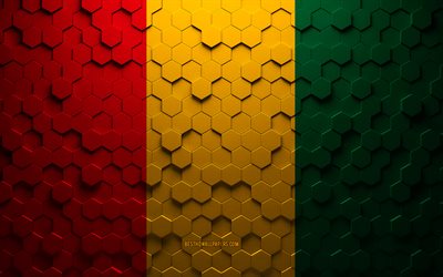 Flag of Guinea, honeycomb art, Guinea hexagons flag, Guinea, 3d hexagons art, Guinea flag