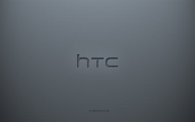شعار HTC, الخلفية الرمادية الإبداعية, نسيج ورقة رمادية, اتش تي سي, خلفية رمادية, شعار HTC 3D