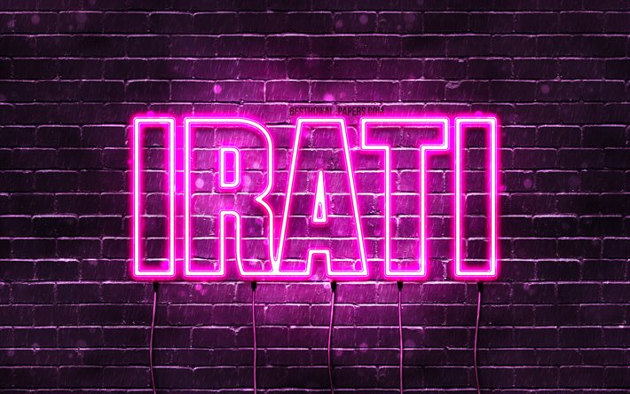 イラティ, 4k, 名前の壁紙, 女性の名前, イラティの名前, 紫のネオンライト, お誕生日おめでとうイラティ, 人気のスペイン語の女性の名前, イラティの名前の写真