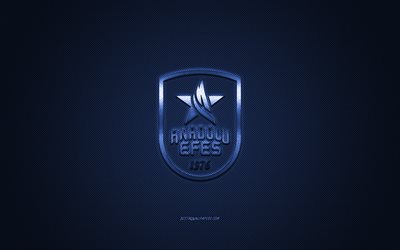 Anadolu Efes, Turkish professional basketball club, blue logo, blue carbon fiber background, Turkish League, football, Istanbul, Turkey, Anadolu Efes logo