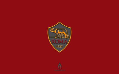 AS Roma, red background, Italian football team, AS Roma emblem, Serie A, Italy, football, AS Roma logo
