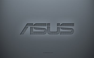 Asus logosu, gri yaratıcı arka plan, Asus amblemi, gri kağıt dokusu, Asus, gri arka plan, Asus 3d logosu