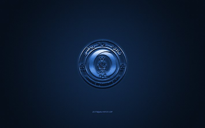 Assouan SC, club de football &#233;gyptien, logo bleu, fond bleu en fibre de carbone, Premier League &#233;gyptienne, football, Assouan, Egypte, Aswan SC logo