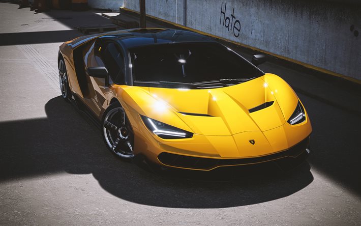 4k, Lamborghini Centenario, hyperautot, 2021 autoa, superautot, keltainen Lamborghini Centenario, italialaiset autot, Lamborghini