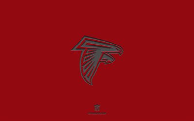 Atlanta Falcons, fundo cor de vinho, time de futebol americano, emblema do Atlanta Falcons, NFL, EUA, futebol americano, logotipo do Atlanta Falcons