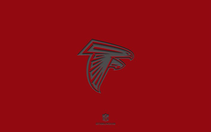 Atlanta Falcons, fundo cor de vinho, time de futebol americano, emblema do Atlanta Falcons, NFL, EUA, futebol americano, logotipo do Atlanta Falcons