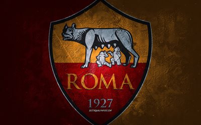 AS Roma, Italian football team, red yellow background, AS Roma logo, grunge art, Serie A, football, Italy, AS Roma emblem