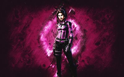 Fortnite Kate Bishop Skin, Fortnite, main characters, purple stone background, Kate Bishop, Fortnite skins, Kate Bishop Skin, Kate Bishop Fortnite, Fortnite characters