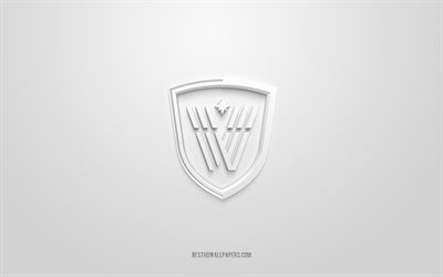vancouver warriors, luova 3d-logo, valkoinen tausta, national lacrosse league, 3d-tunnus, canadian box lacrosse team, nll, vancouver, kanada, usa, 3d art, lacrosse, vancouver warriors 3d logo