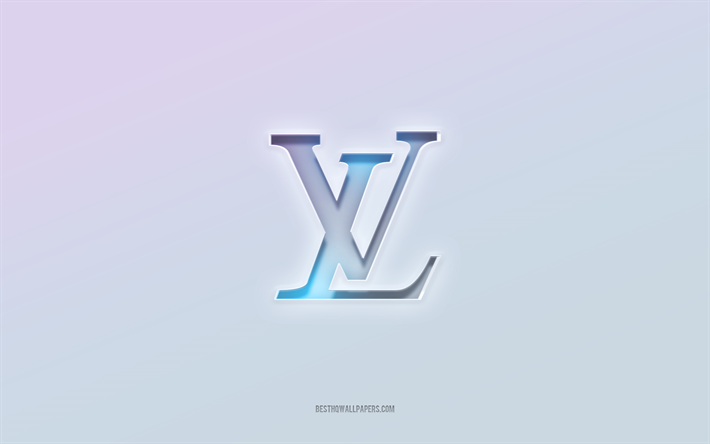 Download wallpapers Louis Vuitton logo, cut out 3d text, white