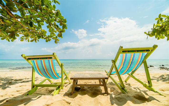 de lujo marina, de verano, de playa, sillas de playa, arena, verano, viajes de conceptos, la relajaci&#243;n, el descanso