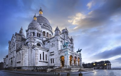 Basilica of the Sacred Heart of Paris, Sacre-Coeur Basilica, Roman Catholic church, Paris, France, landmarks