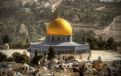 O Monte Do Templo, 4k, Israelenses marcos, Haram esh-Sharif, Jerusalem, Israel
