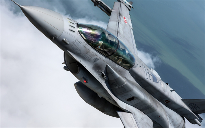 لوكهيد مارتن F-16D, جنرال ديناميكس F-16 Fighting Falcon, مقاتلة أمريكية, طائرة عسكرية, جسم الطائرة, السماء