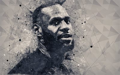 LeBron James, 4K, criativo geom&#233;tricas retrato, rosto, - Jogador de basquete americano, a arte do retrato, NBA, EUA, basquete, Cleveland Cavaliers