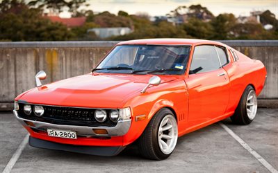 toyota celica liftback, 1977, 2000 st, ra35, retro-sportwagen, japanisch classic-cars, sport-coup&#233;, orange celica, vorderansicht, japanische autos, toyota