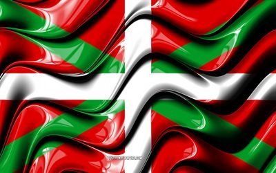 Basco, Paese, bandiera, 4k, Comunit&#224; di Spagna, i distretti amministrativi, la Bandiera dei paesi Baschi, 3D arte, Paese Basco, spagnolo, comunit&#224;, paesi Baschi 3D, Spagna, Europa