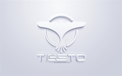 Tiesto, logo, Dutch DJ, white 3D logo, white background, stylish art