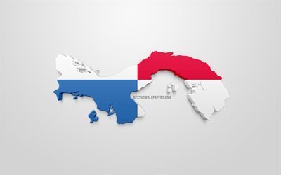3d علم بنما, صورة ظلية خريطة بنما, الفن 3d, بنما العلم, أمريكا الشمالية, بنما, الجغرافيا, بنما 3d خيال