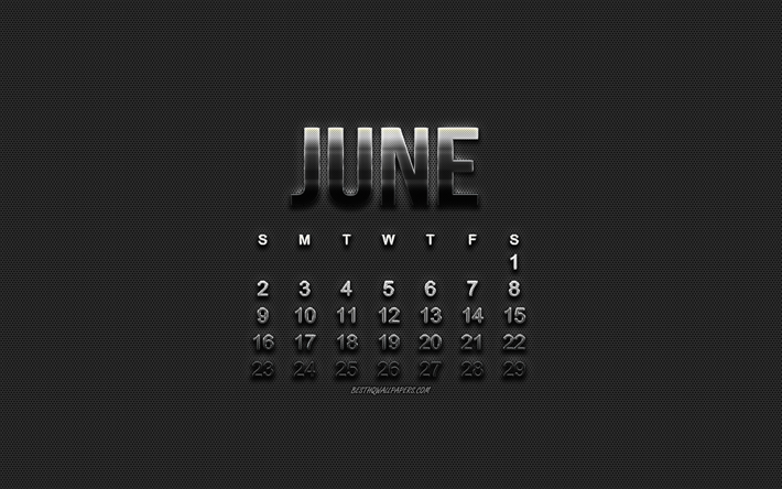 2019 Juni Kalender, metall konst, metalln&#228;t konsistens, 2019 kalendrar, Juni