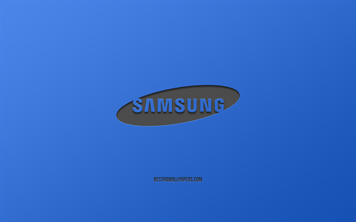 Samsung, ロゴ, 青色の背景, ブランド, エンブレム, 【クリエイティブ-アート, サムスンマーク